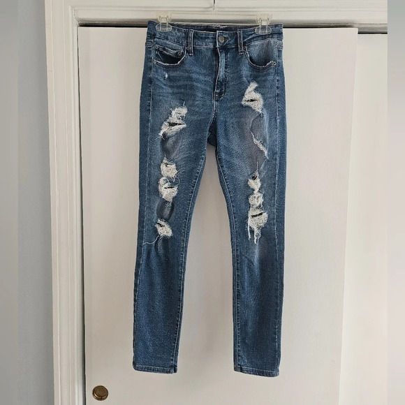 Aeropostale High Rise Ripped up 8 Regular Jean Jegging - Picture 1 of 7